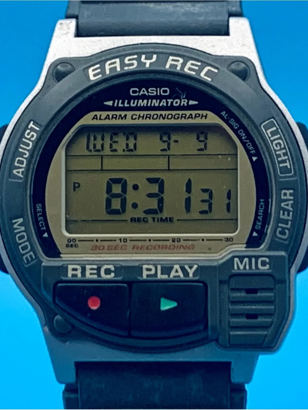 CASIO F-V3(1589) Men’s Rare Vintage Watch 30 Sec Voice Recorder Working New Batt
